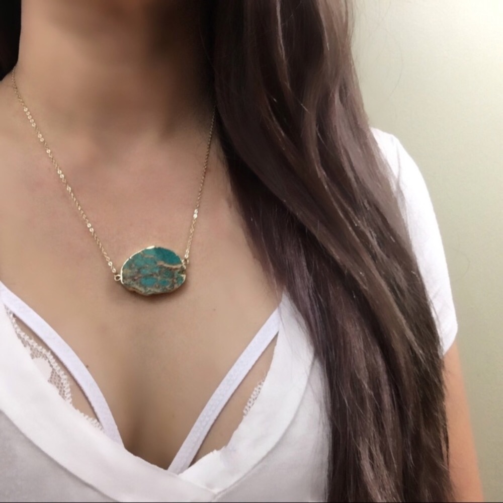 🎉Last One🎉 Raw Jasper 18kt Gold Boho Necklace - Picture 2 of 2